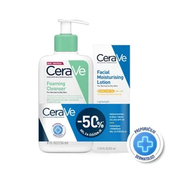 CeraVe Pjenušavi gel za čišćenje za normalnu do masnu kožu + Hidratantna njega za lice SPF50 Promo pakiranje