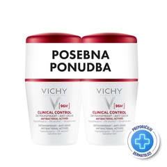VICHY DÉODORANT PROMO PAKET CLINICAL CONTROL Roll-on dezodorans protiv neugodnih mirisa do 96h, 50 ml x2 