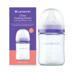 Lansinoh Staklena bočica 160ml za hranjenje s dudom malog protoka (S)