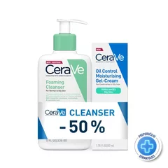 CeraVe Pjenušavi gel za čišćenje za normalnu do masnu kožu + Hidratantna gel krema za masnu kožu Promo pakiranje