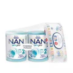 NAN Optipro 2 (6-12 mj) 2x800 g+GRATIS Trudi vlažne maramice 72 komada